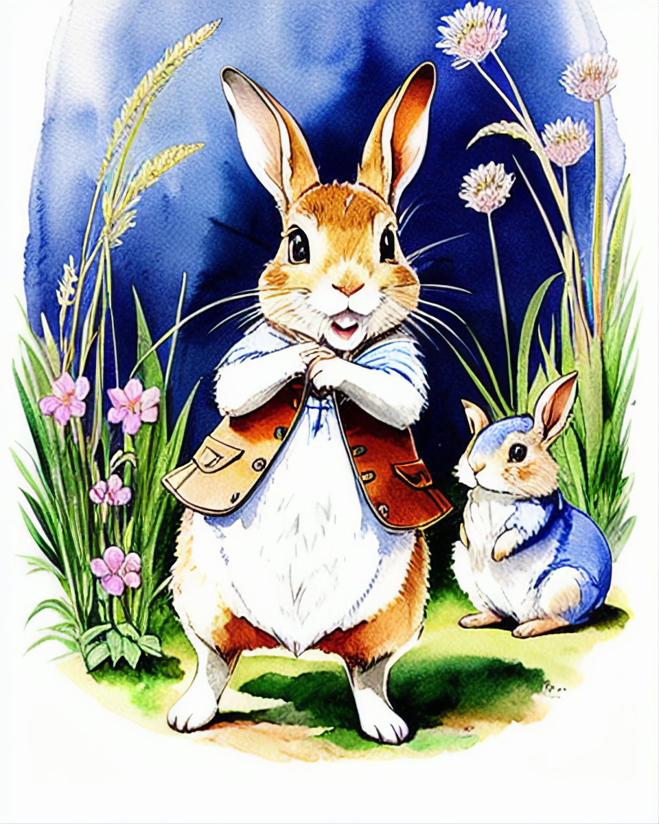 Peter Rabbit hunting Easter eggs (2) - made with @get_starryai #aiart #digitalart #starryaifeatured #bunniesandeggs #starryaiweekly starryai.com/app/user/Psych…