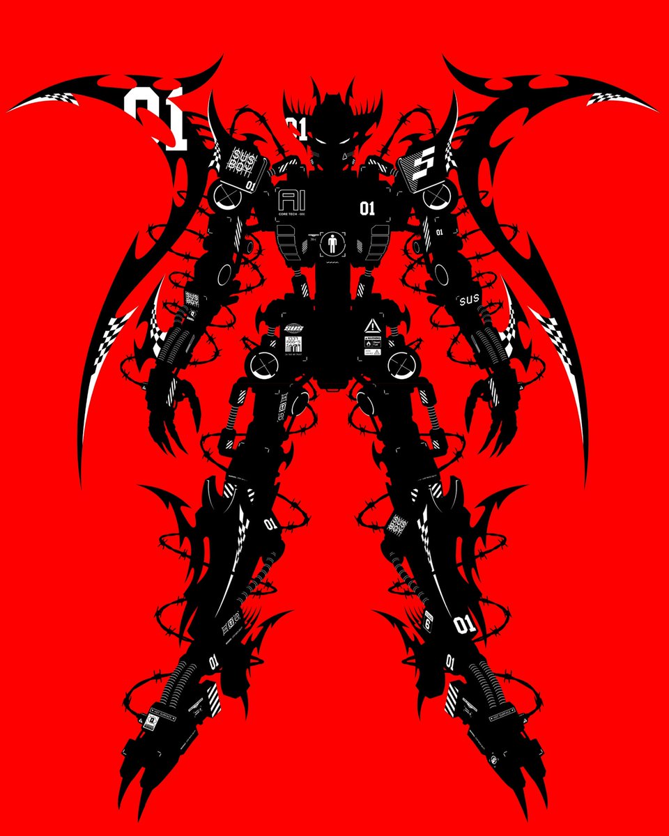 “01-WRATH” the first edition from my debut art series “HELLIONS”. Large scale illustrations of demonic cyborg entities inspired by a lifetime of building Gundams. Dropping 4/13 on <a href="/niftygateway/">Nifty Gateway Studio</a> 🔗in bio #NFT #gunpla