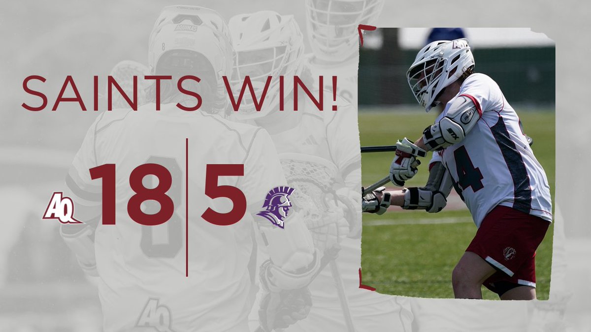 AQMensLax's tweet photo. SAINTS WIN!

AQ led 9-1 at halftime and cruised to the WHAC victory! Mitch Haggart (7 assists, 3 goals) tallied 10 points, Jon Jardis added 5 goals and 8 points, and Zachary Sweet netted 4 goals in the win.
The 6-4 Saints head to #9 Lawrence Tech on Wednesday.

#SaintsMarchOn https://t.co/pFeYQXsqEx