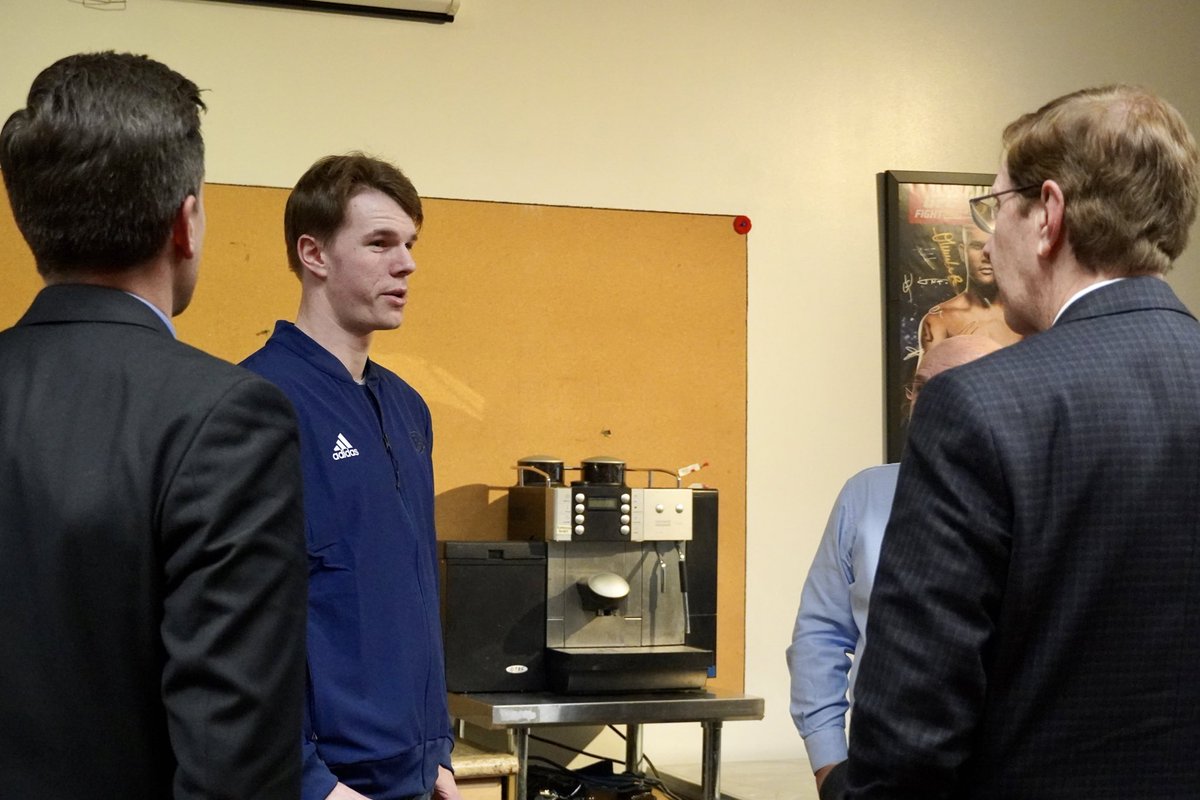 Winnipeg native and #Preds prospect Adam Ingram stopped by before today’s game to say hi to our hockey ops and coaching staffs.  

Ingram was the 82nd overall pick in the 2022 NHL Draft and just finished his freshman season at St. Cloud State, where he tallied 23 points (8g-15a).