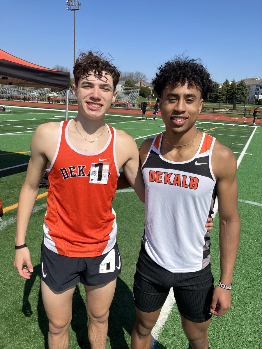 Jacob 1st (1:57.45) and Jack 7th (2:04) in the 800 at the St. Charles East