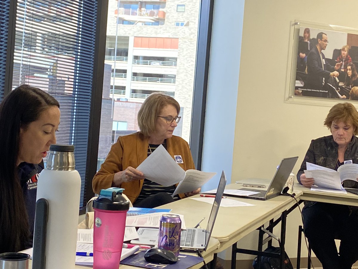 MAPE_MNState's tweet photo. The MinnState Meet and Confer Team working hard for you during Supplemental Negotiations on Friday.  More to come Monday at 1:00pm. #MAPE #supplementalnegotiations https://t.co/ZYw3Lgx89k