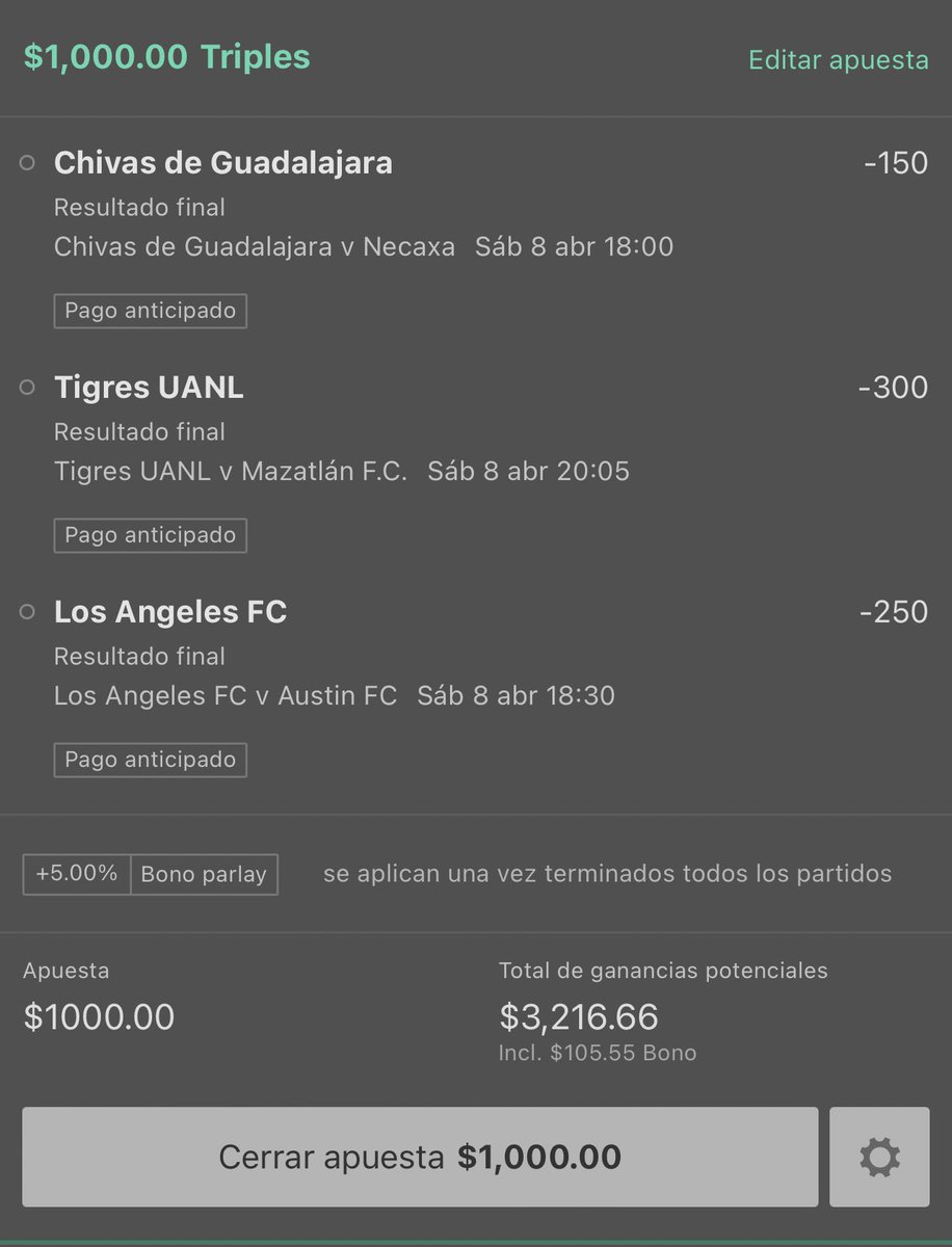 capitanespicks's tweet photo. PICK LIGA MX + MLS 🇲🇽🇺🇸⚽️!! 

Chivas Win 
Tigres Win 
Los Ángeles FC Win. 

¿Me siguen?, deja un MG❤️ para cobrar la puesta afuérate de hoy🤞!! 

Todas las buenas vibras capitaneeeees 🫡!!! https://t.co/wYlWsmRbd6