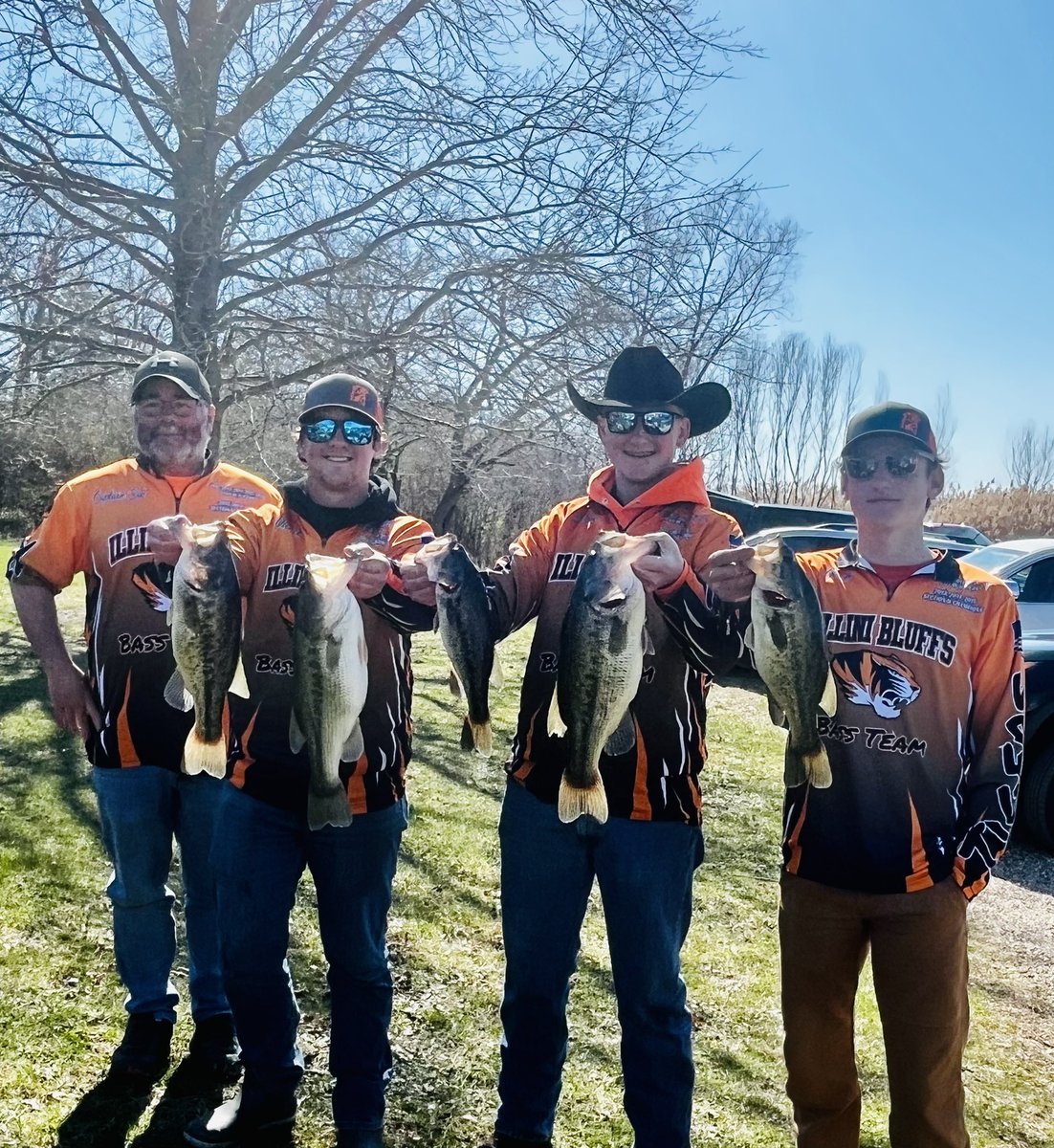 mrsroberts4b's tweet photo. What a great start to the fishing season!! Weighing in with 16.18lbs…Vance, Jack, and Cash took first place for IB in the Limestone tournament at Banner Marsh! #ibtigerpride https://t.co/DJ8jF0ijed