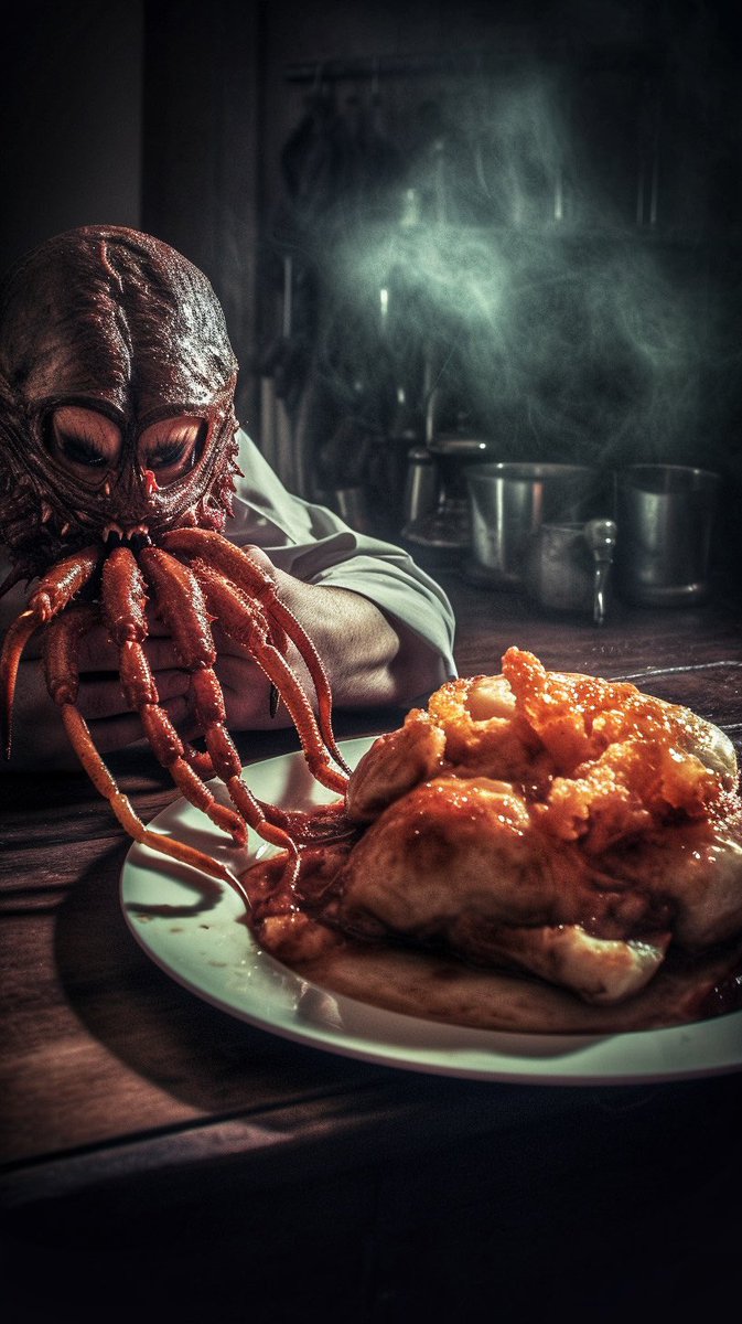 KibagamiYomi's tweet photo. Back in Sept/Oct I made a bunch of Phobia images. Last night I saw one of my old ones and put it in to see how it would look in v5. I may revisit my phobias!

“Cibophobia; Fear of food”

#midjourney #midjourneyart #aiart #phobia #Cibophobia https://t.co/cMumoXmZu4