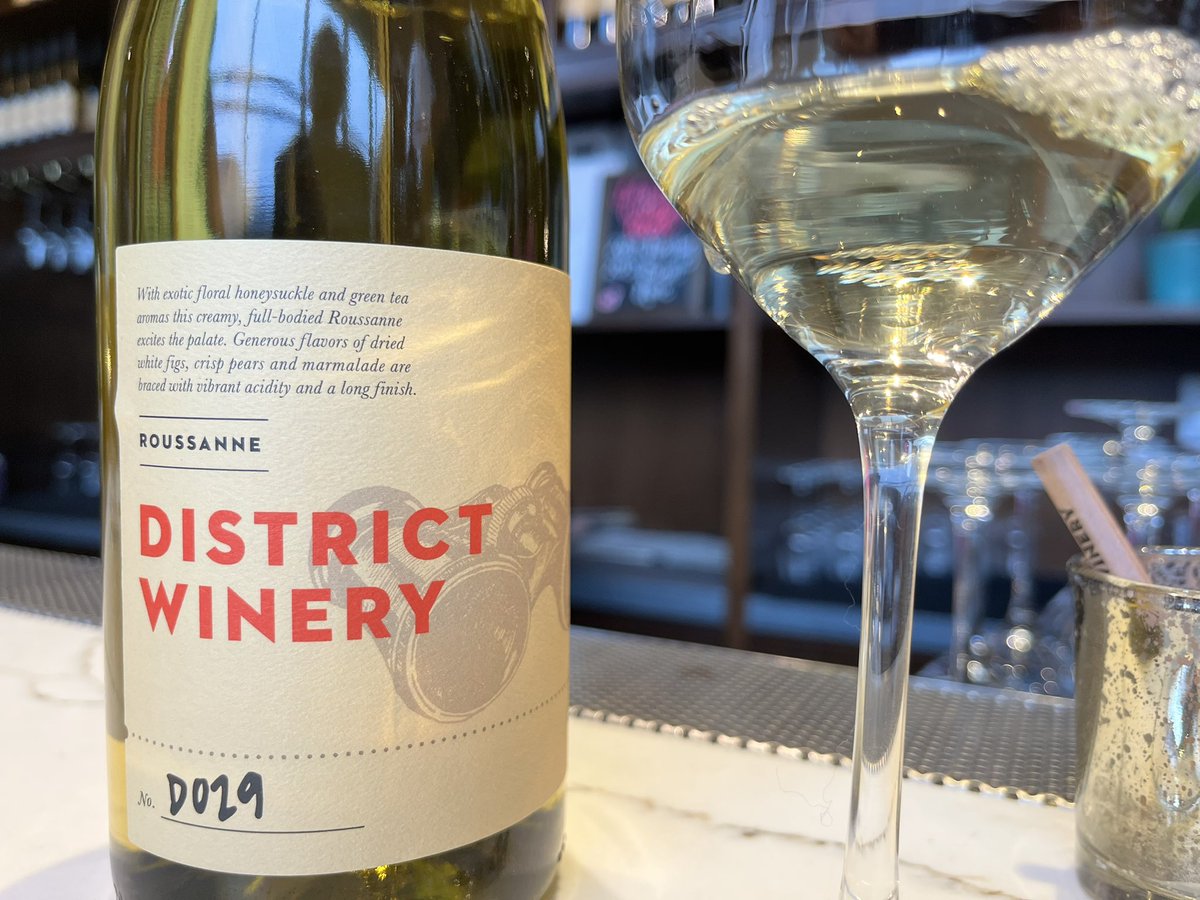 Tasting a #Roussanne from @Lodi_Wine , fruit is sourced from @MettlerWines , at @districtwinery in Washington DC. #WIYG?