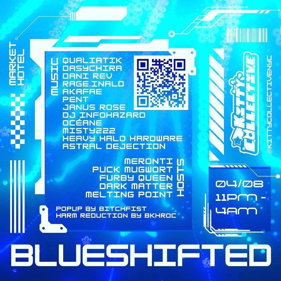 ____unseelie's tweet photo. BLUESHIFTED is tonight NYC 💙

@qualiatik &amp; @dasychira will be playing live alongside many wonderful acts ‼️ don’t miss this

April 8
@markethotelnyc 
11pm-4am

Tickets: https://t.co/l7RxWmGLHY https://t.co/DJy78GLv5x