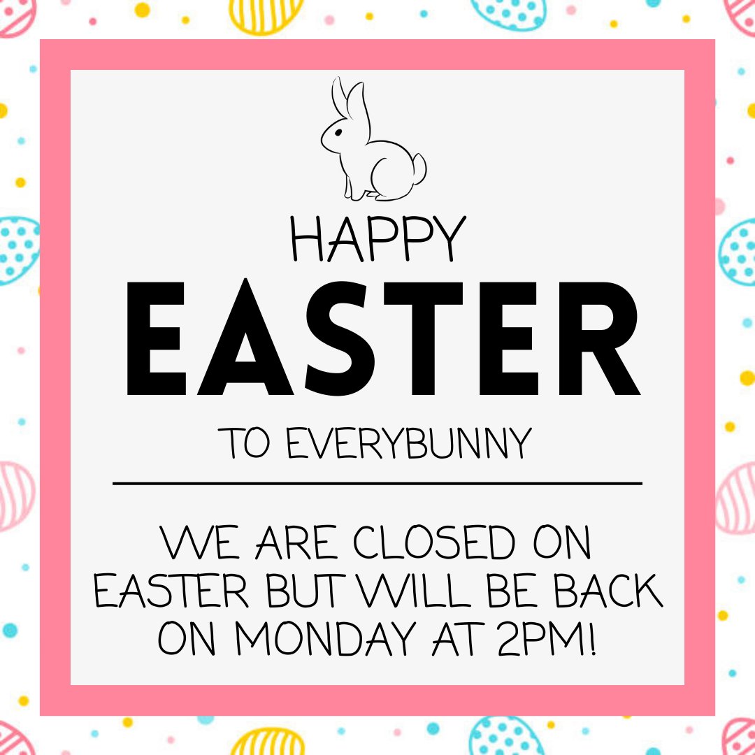 We are closed today for Easter, but we will be back on Monday at 2pm to kick off our closing sale!!
