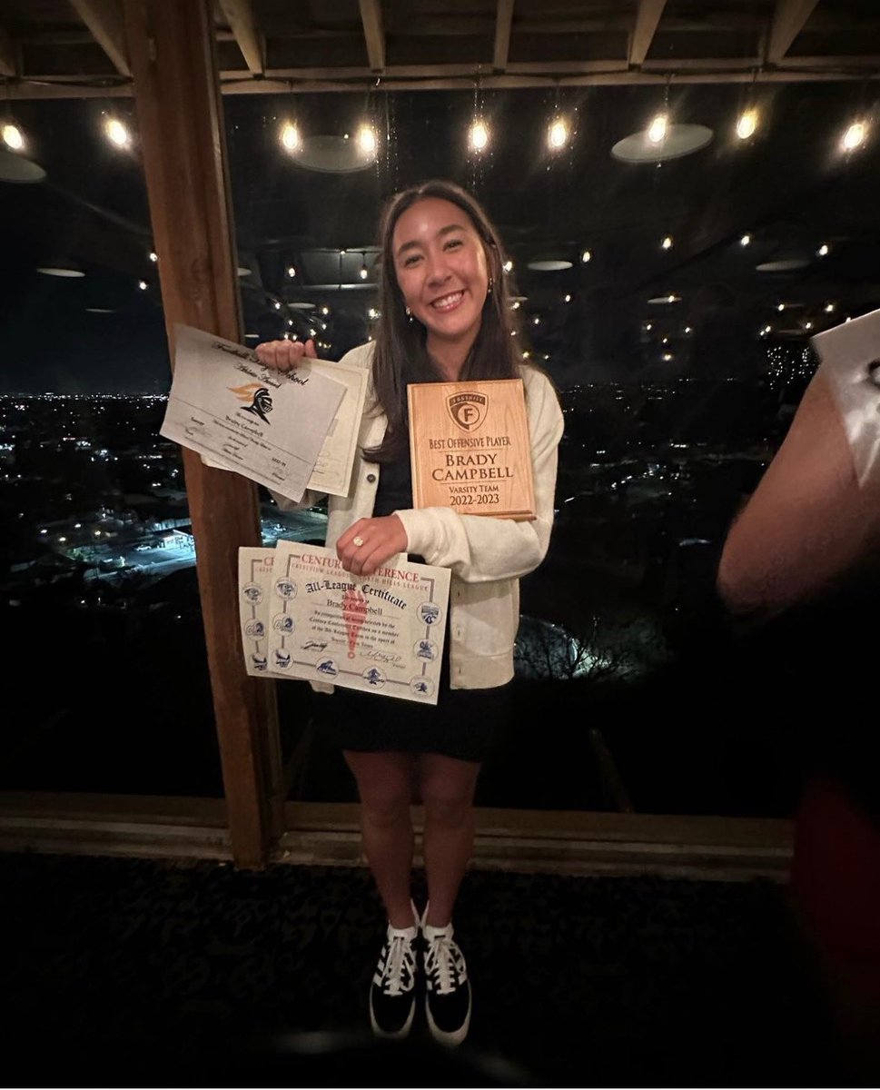 brady14campbell's tweet photo. Grateful to receive best offensive player and first team all league for sophomore year!! Can not wait for next season💛🖤 #classof2025 #foothillhs https://t.co/YfJorcblqN