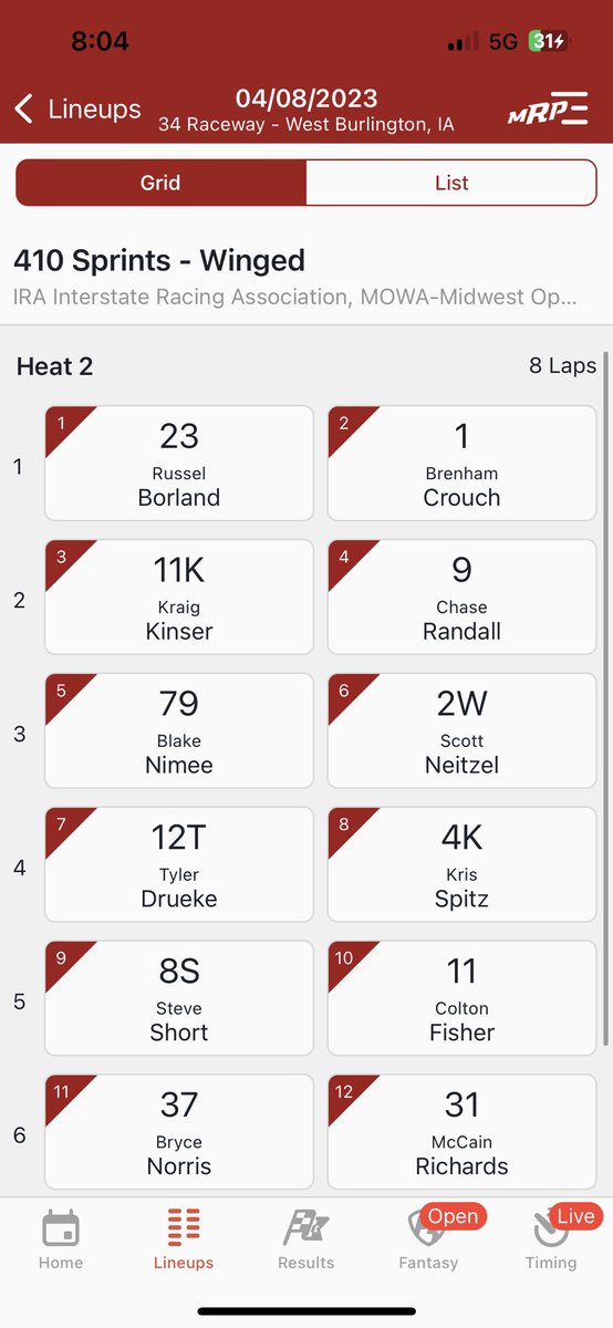 IRA Sprints on Twitter "Here are tonights heat race lineups!"