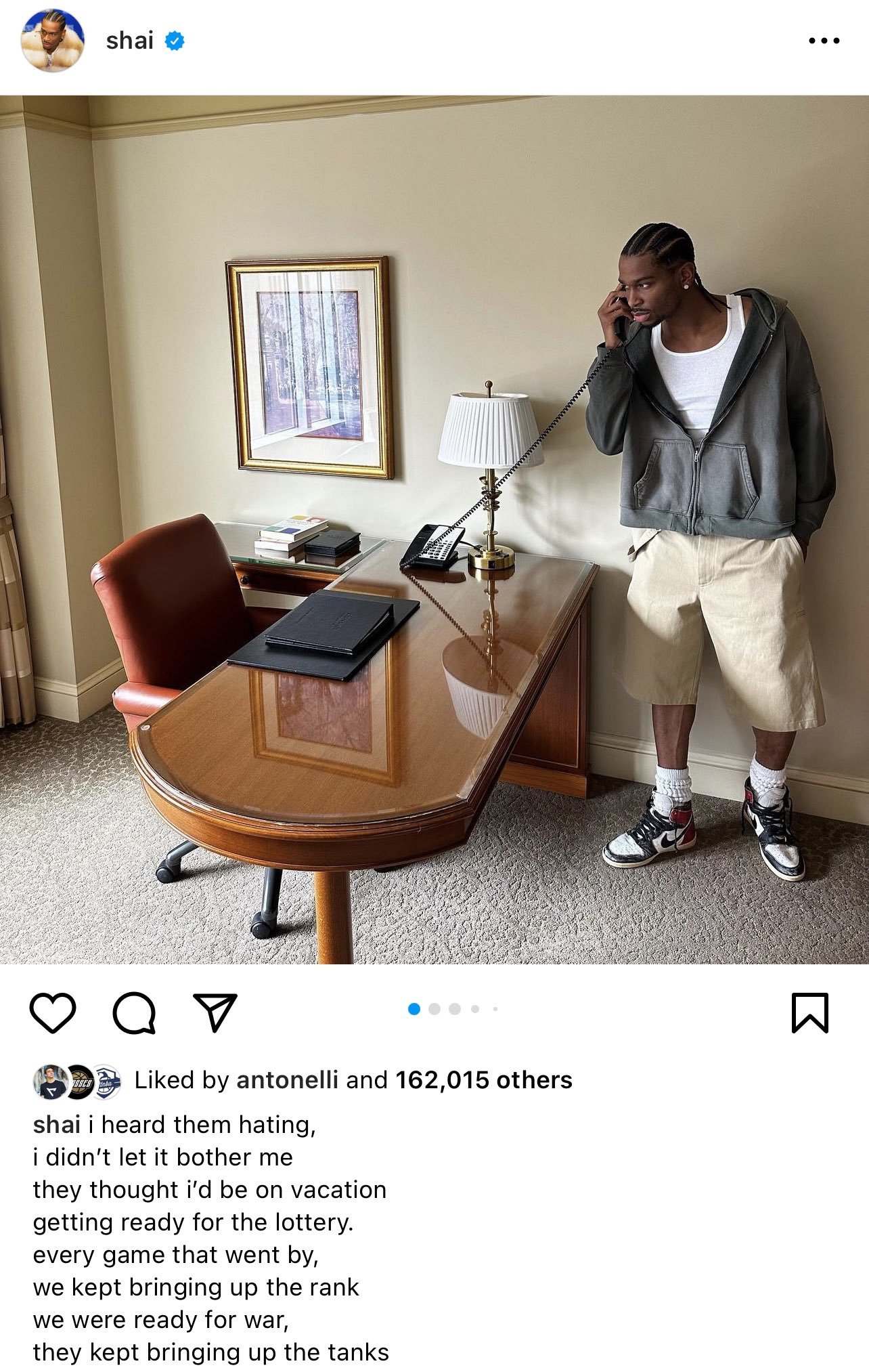 Does Shai Gilgeous-Alexander write his own instagram captions?