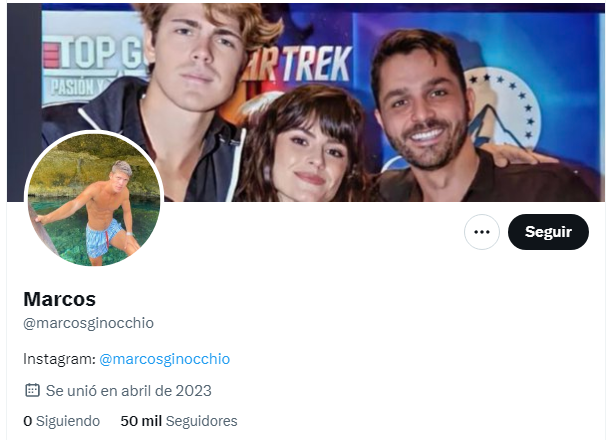 forofms's tweet photo. Marcos Ginocchio, el ganador de #GranHermano (#Gh2022 / #Gh2023), se creó una cuenta de Twitter y en menos de 3hs ya tiene 50mil seguidores (y subiendo) 🔥 

@marcosginocchio https://t.co/kHHfaCKkvS