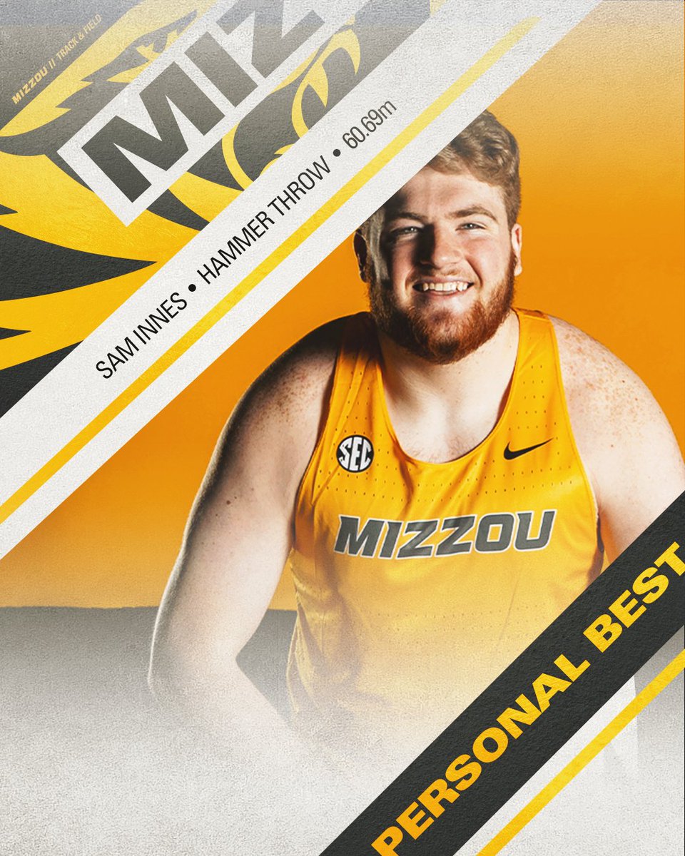 MizzouTFXC's tweet image. Personal best ✔️

@SamInnes11 notches a mark of 60.69m (199-1) to claim third in the hammer throw!