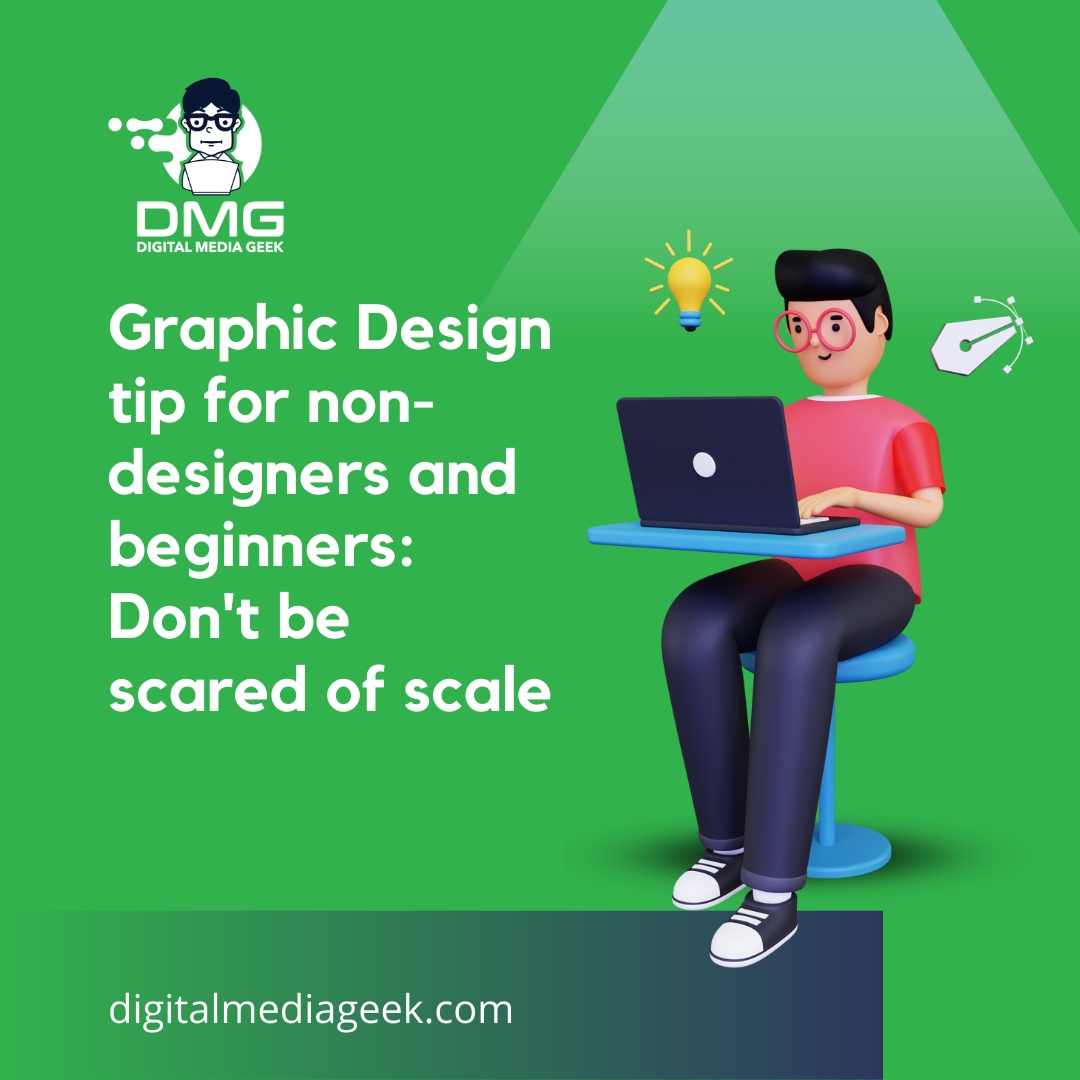 Apply scale to type, shapes, or compositional features that need proportionate emphasis. Use appropriate colors to enhance this technique while making sure suitable typefaces that look good when increased in size - Canva #GraphicDesign #AprilTips #DMGTip