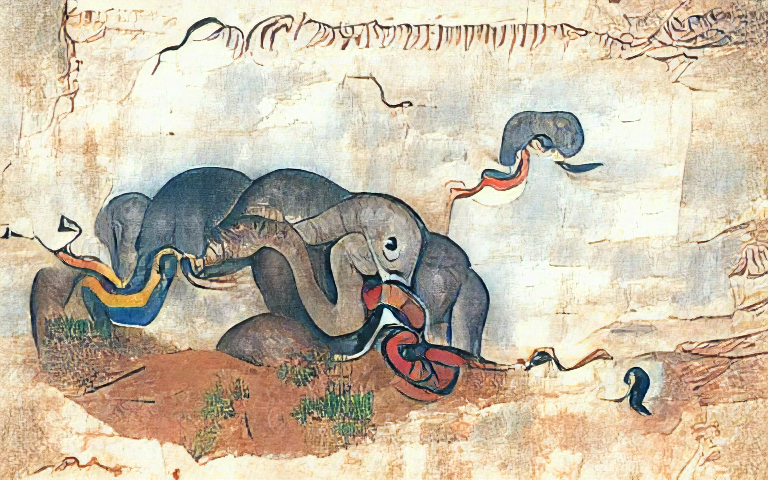 a snake eating an elephant