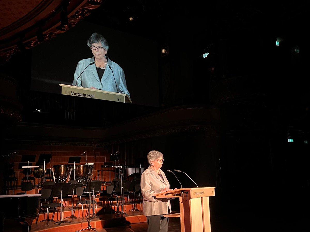 DrTedros's tweet photo. Merci beaucoup, former Swiss President Ruth Dreifuss, for your presence - and remarks - at the Healing Arts concert to celebrate #WHO75. I couldn’t agree more that @WHO must continue to lead the way towards #HealthForAll. https://t.co/KDNq1ukWct