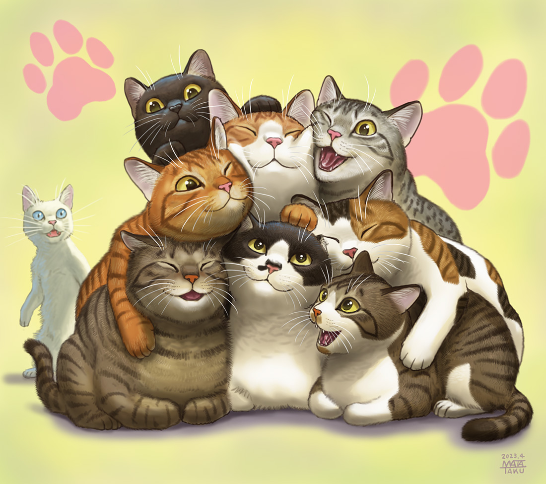 cat too many no humans animal focus paw print cat day closed eyes  illustration images