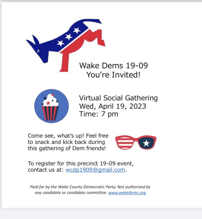 WakeDems1909's tweet photo. April 19, 2023 * Virtual Social Gathering * https://t.co/ubwgnJzkiz