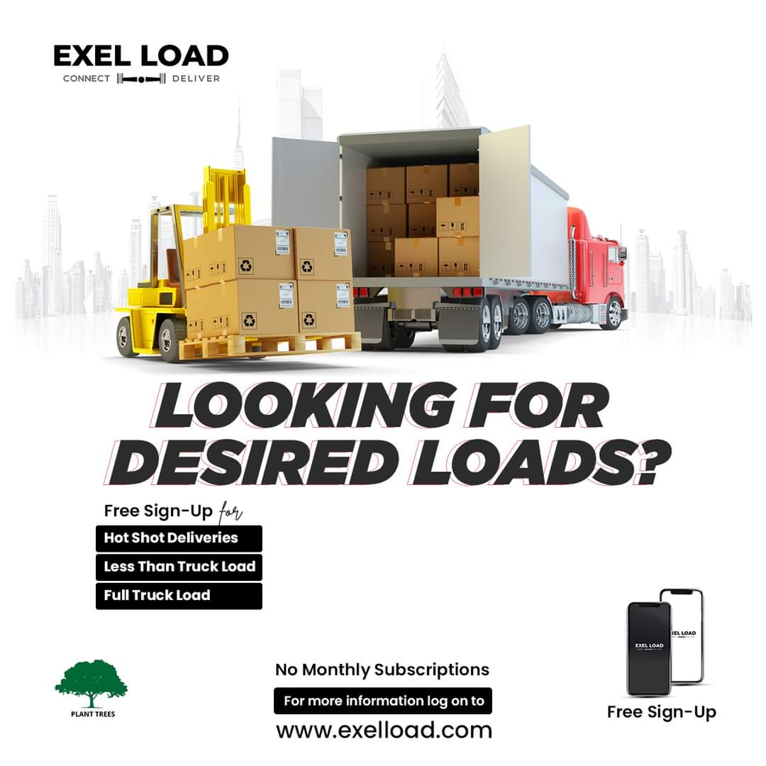ExelLoad's tweet photo. Find your perfect load match on our platform!
Haul with us! Log on to
https://t.co/HPlsgzKd35
#hotshot
#FTL #LTL  #delivery #loadboard #citydelivery #logistics #supplychain #trucks #truckers #drivers #CDL #loads #carriers #owneroperator #trucking #freight #Loading #vehicles https://t.co/2xa0hxMqOL