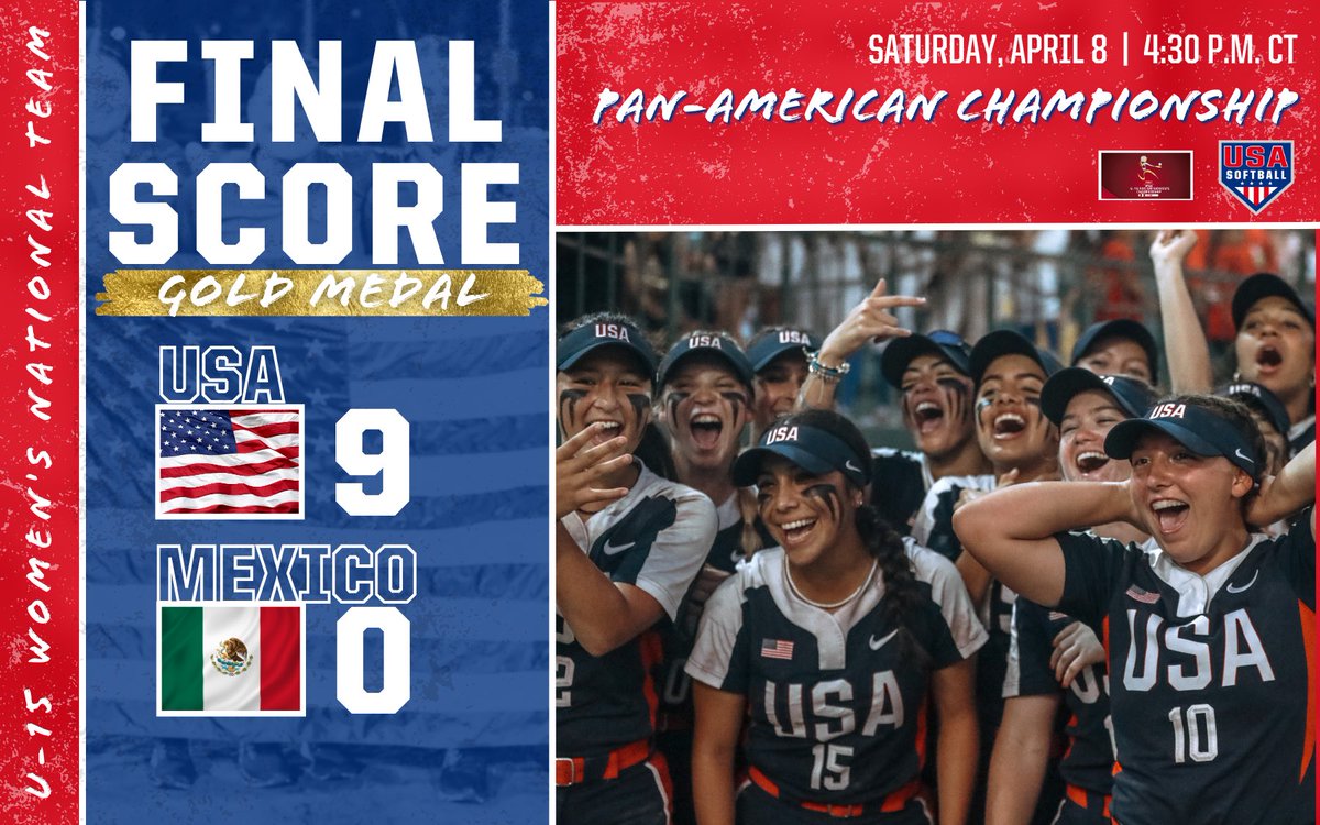 USASoftballJWNT's tweet photo. The Eagles are bringing home the 𝗴𝗼𝗹𝗱 🥇

#USASoftball | @WBSC_AMERICAS https://t.co/eiqXHVJAyk