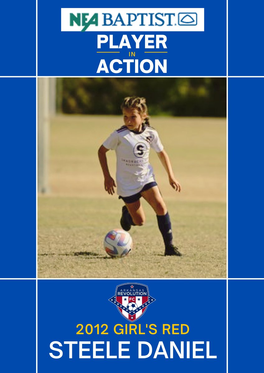ArRevolutionFC's tweet photo. Out "Player In Action" (Brought to you by @NEABaptist ) is Steele Daniel from our 2012 Girls Red team!

#soccerplayer #soccer #youthsoccer https://t.co/5ObTRwwN3o