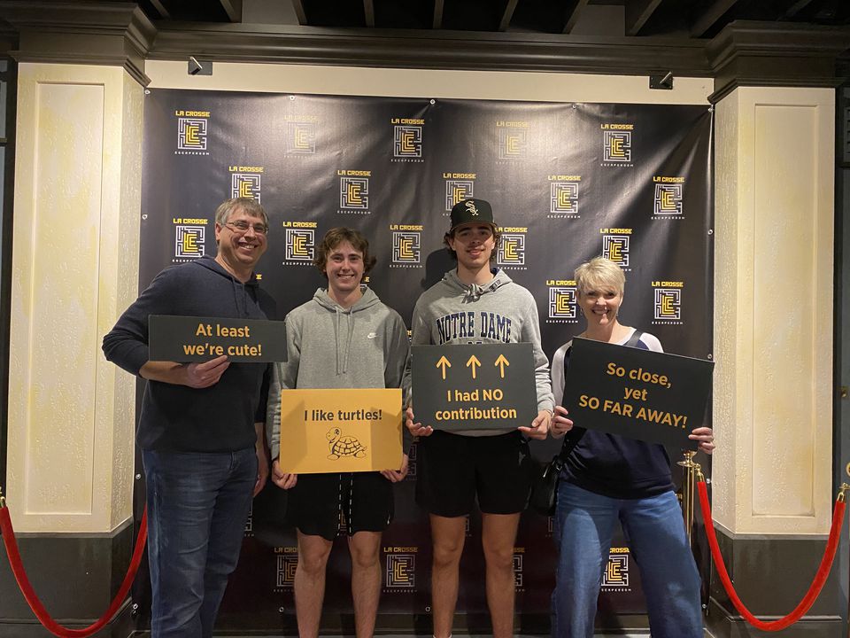 jellenc's tweet photo. Team Esther! La Crosse Escape Room…so fun!  https://t.co/HXd47GEjxV