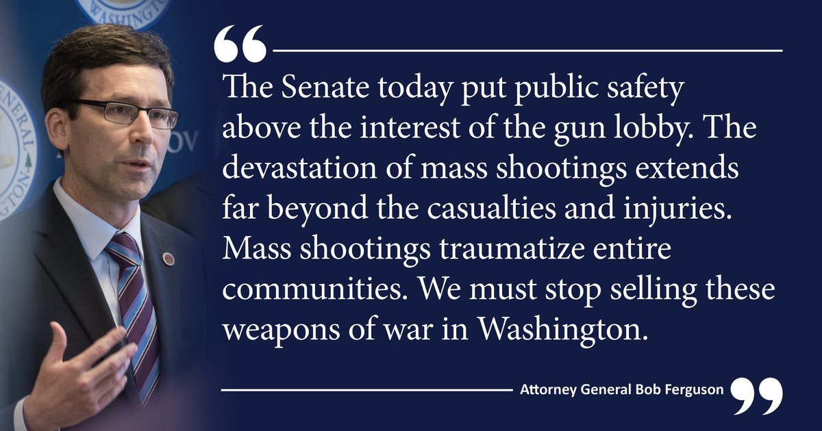 #Breaking With the Senate's vote today, both houses of the Legislature have passed a ban on the sale of assault weapons in Washington. Read more: atg.wa.gov/news/news-rele… #waleg