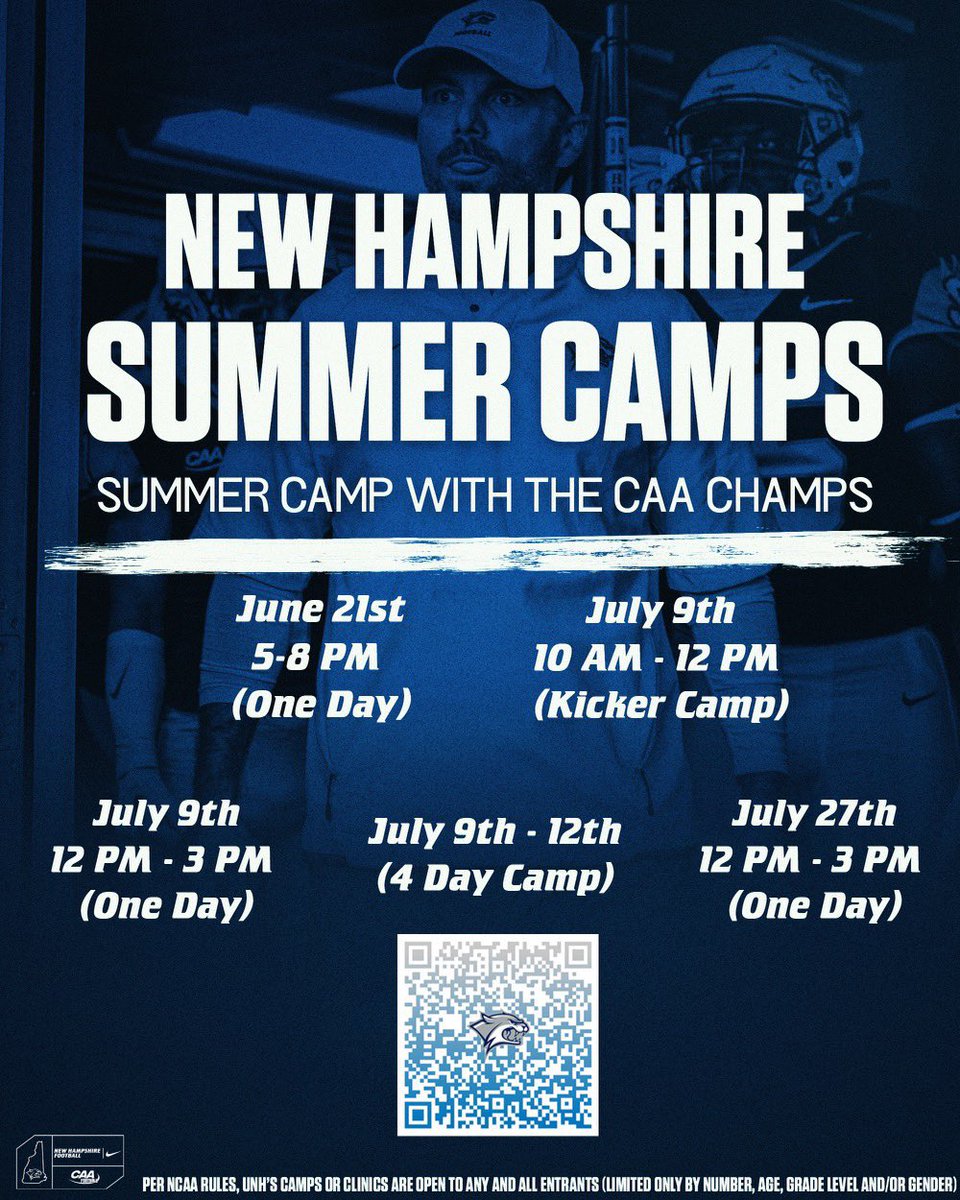 I will be attending New Hampshire’s Football Camp June 21st