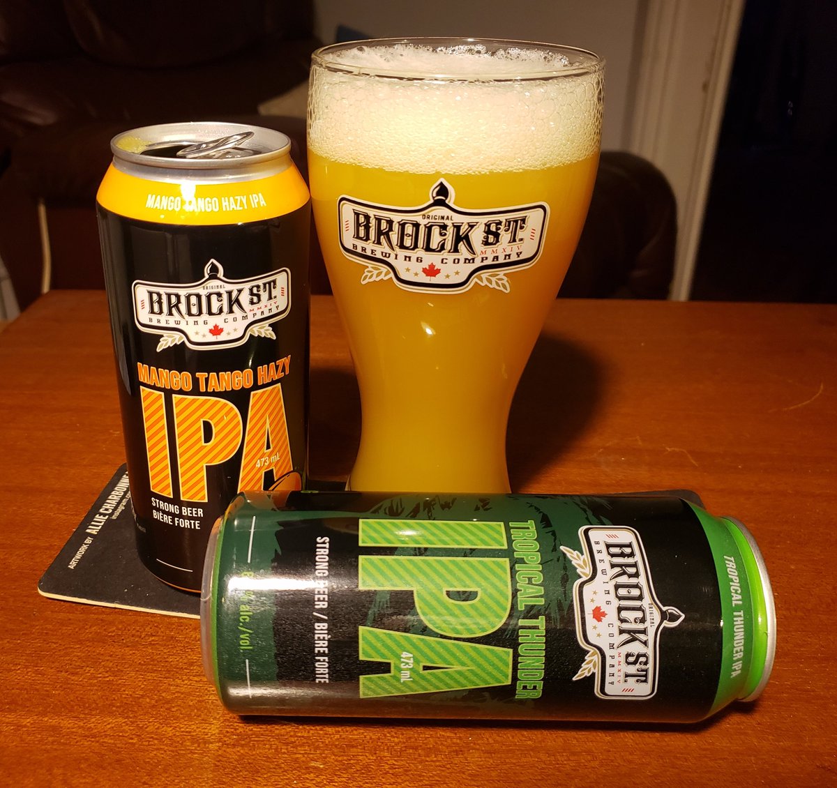 BeerStoreDude's tweet photo. LEAFS VS HABS 2ND PERIOD BEER! Okay, let's move to the @BrockStBrewing Mango Tango Hazy IPA. This is pretty good, obviously super heavy on mango. Good for 2 goals, I'd say. One-on-one, I like both but I give the Tropical Thunder the edge. Back to hockey. Go Leafs! https://t.co/H2P6eA5KzB