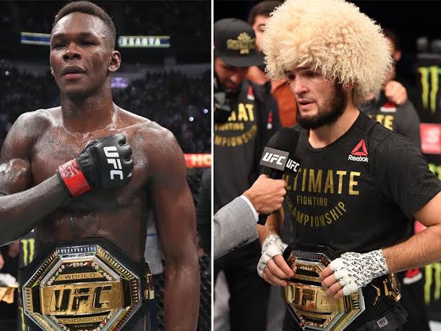 WonderbreadMMA's tweet photo. Israel Adesanya is higher on the GOAT list than Khabib https://t.co/q14lTHy1rt