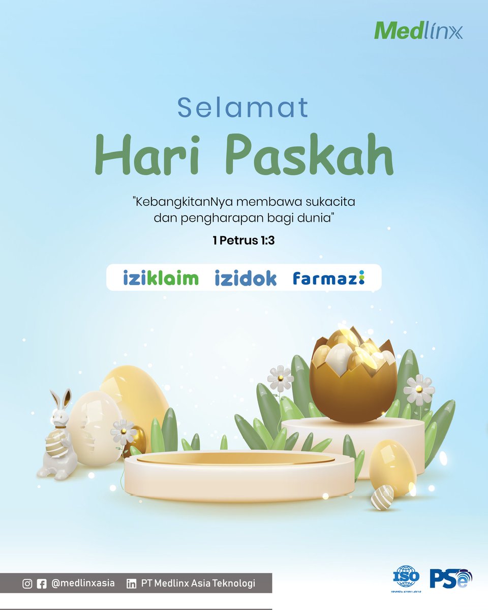 FarmaziID's tweet photo. Selamat Paskah bagi umat kristiani yang merayakan. 
Semoga keajaiban Paskah memberi harapan, iman, cinta, dan sukacita. 

#medlinx #izidok #iziklaim #farmazi #Paskah2023 #HariRayaPaskah2023 #HariPaskah #EasterDay https://t.co/370w4SE0Vs