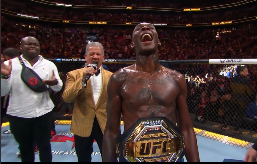 Israel Adesanya defeats Alex Pereira by knockout at 4:21 of Round 2.
#UFC287 #Izzy #PereiraAdesanya2 #UFC #MMA #Adesanya #Pereira