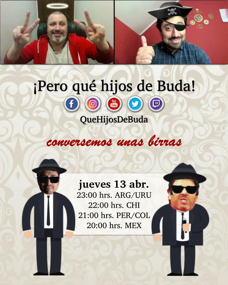 quehijosdebuda's tweet photo. Dónde ver
https://t.co/D2I0EzVG5c
https://t.co/3EzhAsI2CY
https://t.co/kjkwxxZYBH
https://t.co/7wbWLenyxe
https://t.co/2Be950kevT

Conducen: @fjorquerav y @mauricioonetto 

#humor #espiritualidad #birra #crecimientopersonal #terapiasalternativas #FranciscoJorquera #MauricioOnetto https://t.co/40uTfyvTYn
