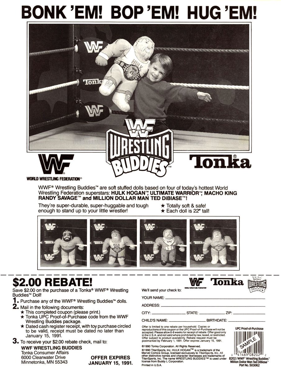 Save $2 on the purchase of any Tonka WWF Wrestling Buddies doll! #WWF #WWE #WrestlingBuddies #HulkHogan #RandySavage #TedDiBiase #UltimateWarrior