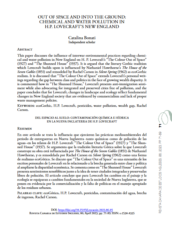 catbonatrocious's tweet photo. My first academic publication! Out of Space and Into the Ground: Chemical and Water Pollution in H.P. Lovecraft's New England (which spent soo long in editing)

It's free access on the ULL website 😁yay!

https://t.co/MwAypFneUk https://t.co/8wJXjgBHrX