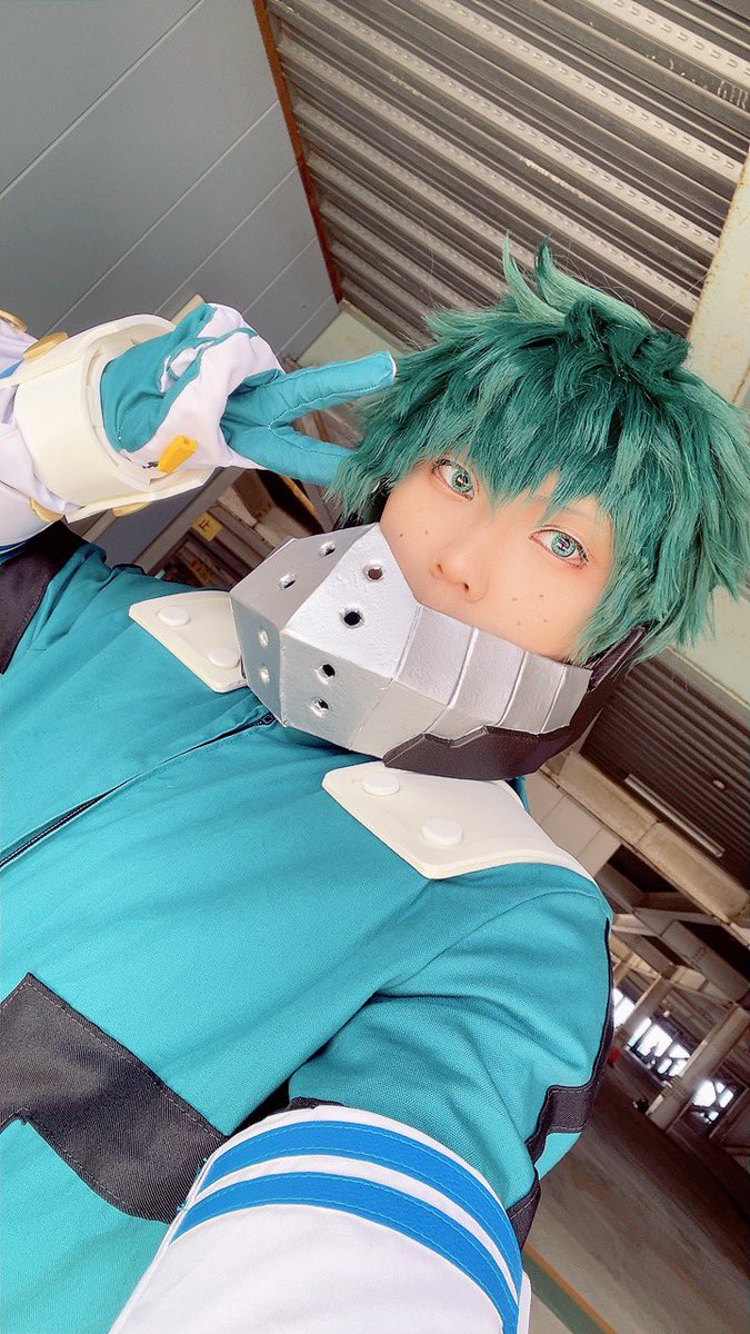 midoriya izuku 1boy male focus solo v gloves green hair selfie  illustration images