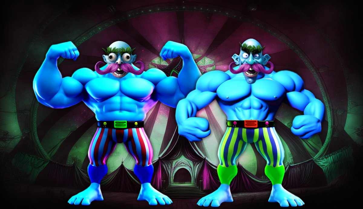 Team Strong 💪comprises of Bing and Bong, who are twins ♊ working together as a unit to display incredible feats of strength, such as arco-balancing with Alpha Showtime.🎪