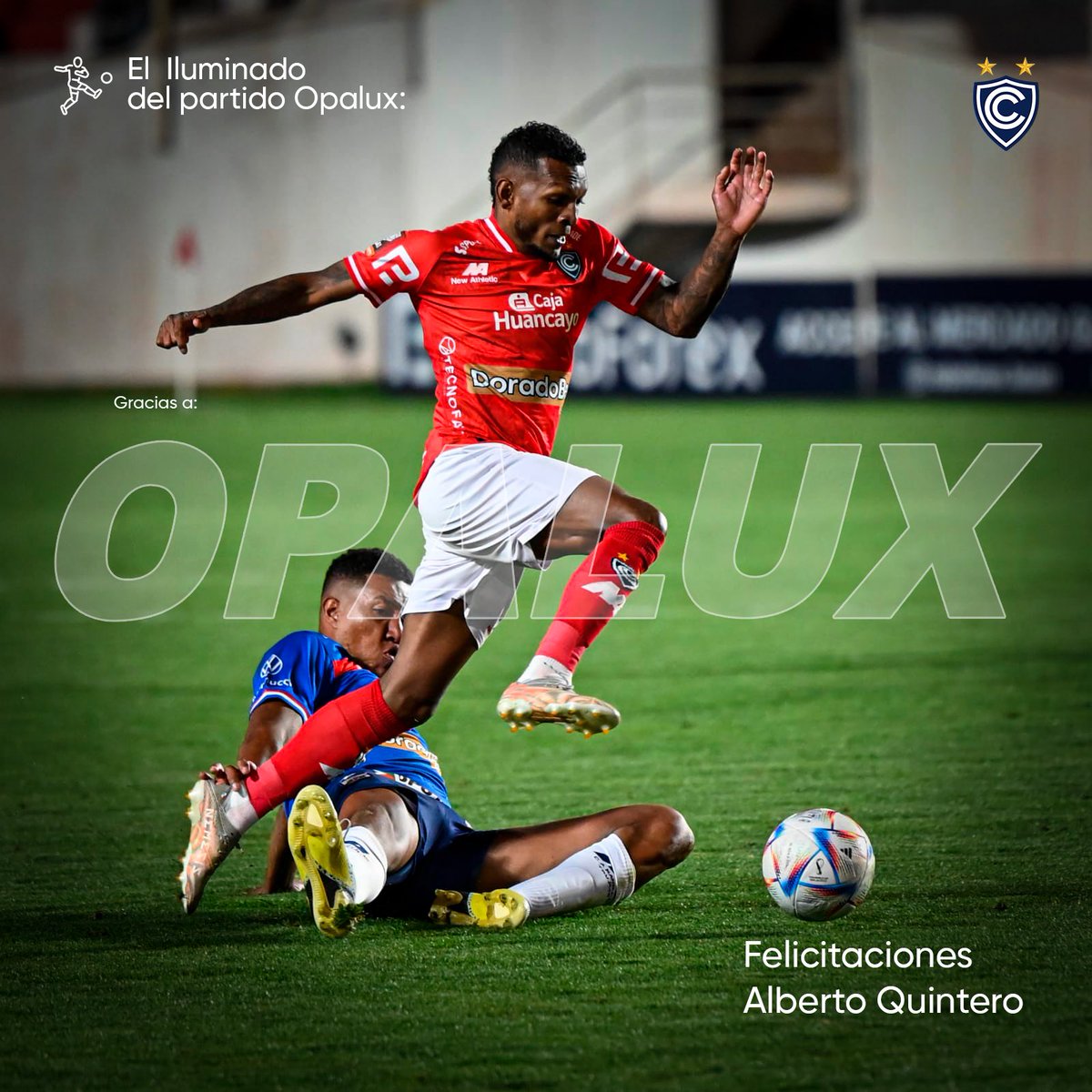Club_Cienciano's tweet photo. 📸 El iluminado del partido ante @camannucci 

🏆 Alberto 'chiquitín' Quintero  

⚽️ Presentado gracias a #Opalux 

#Cienciano2023
#ElIluminadoDelPartido https://t.co/uYqUVEFduh