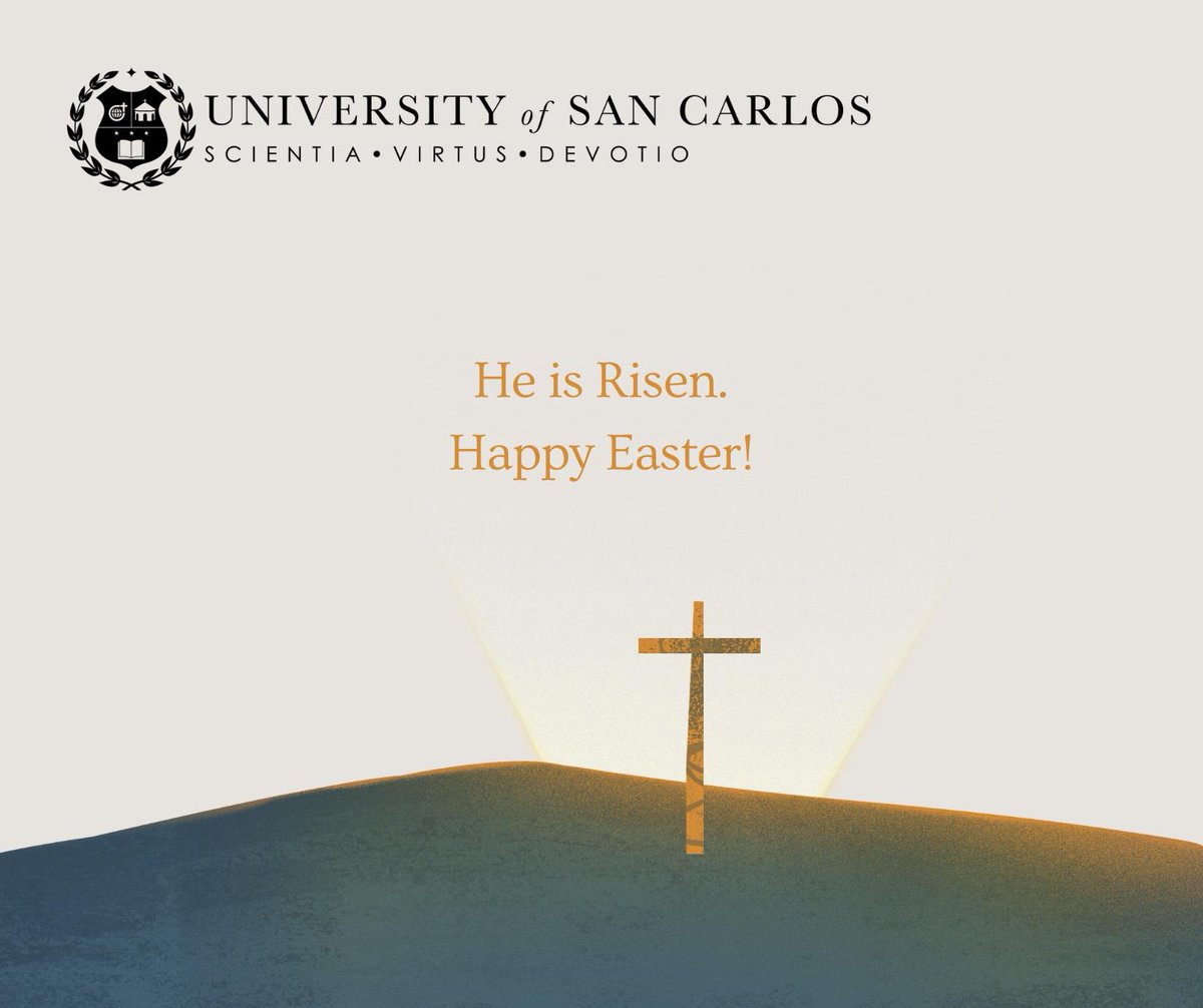 Happy Easter! 

The University of San Carlos wishes everyone a joyous and blessed celebration. 

On this special occasion, may we remember the triumph of hope, the victory of life, and God’s unending love. 

#EducationWithAMission #WitnessToTheWord #TheWordAlive