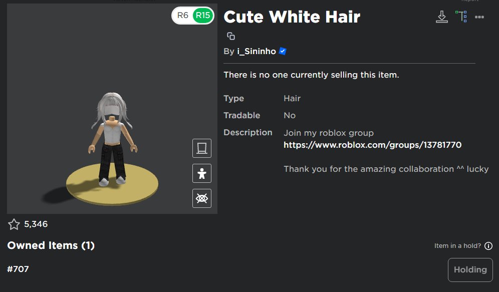 Cute White hair - Roblox