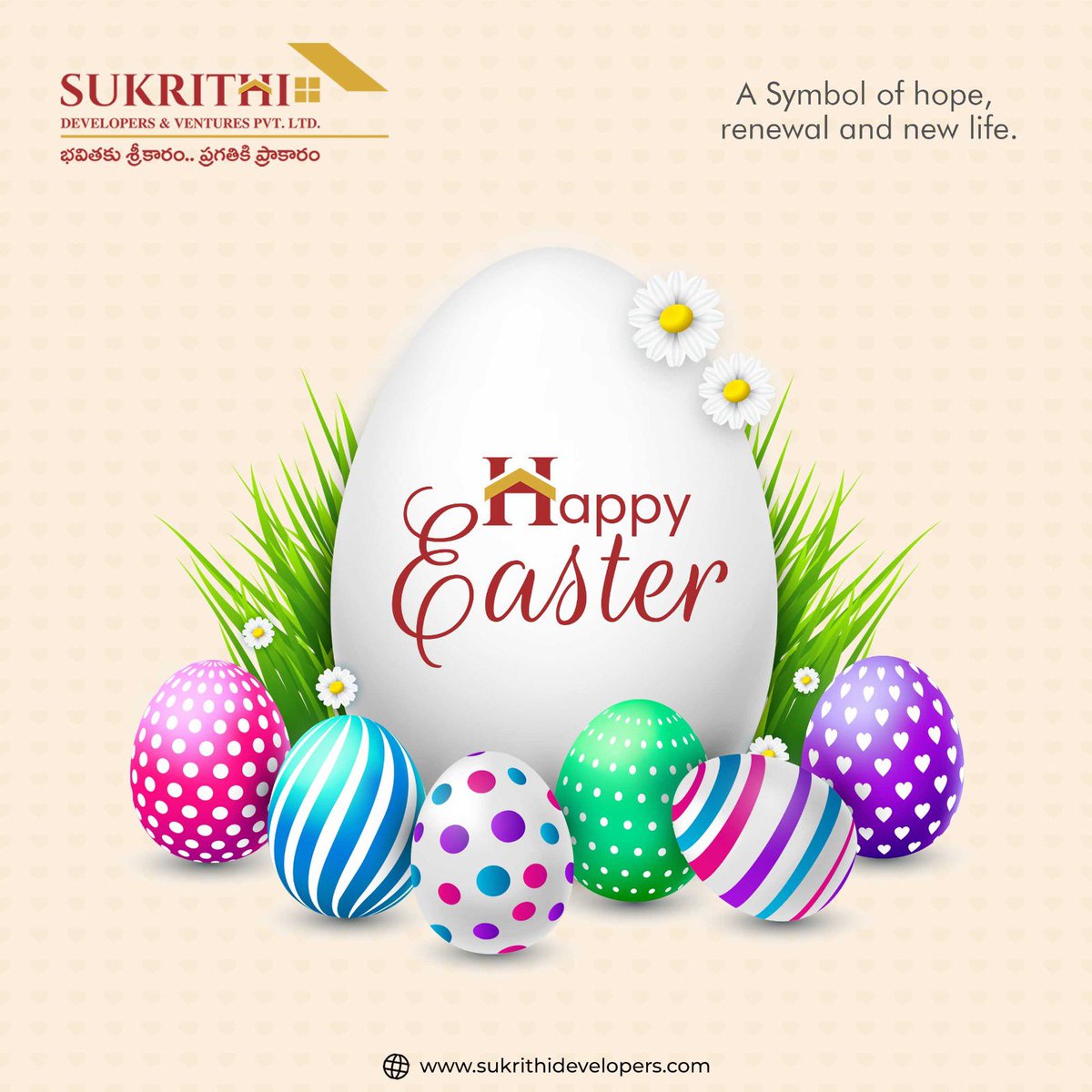 A symbol of hope, renewal and New Life. Happy Easter Wishes to one and all. 

📞For registration call us on: +91 9542388887

🌐sukrithidevelopers.com

📧info@sukrithidevelopers.com

#sukrithidevelopers #hyderabadreality #realestate #plotsforsale #luxuryplots #hyderabadgrowth