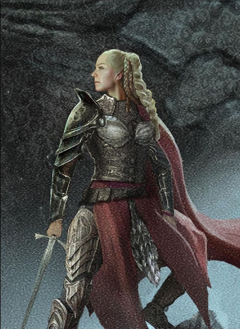 PortalASOIAF's tweet photo. AS MAIORES ⚔️🔥
O artista @ertacaltinoz, que trabalhou no livro ‘The Rise of the Dragon’, usou como referência o rosto da Rhaenyra de Emma D'arcy e o nariz da Lagertha de Vikings para a mais nova arte de Visenya, a rainha da Conquista. https://t.co/wTcXCWVIHo