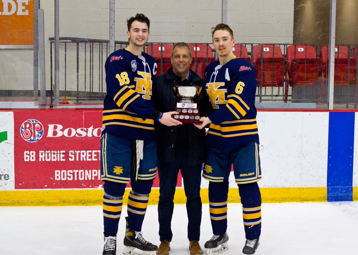 THEMHL's tweet photo. Congratulations to @MarinersHockey, who claimed the @Eastlink South Division title tonight with a 5-2 win over the @trurobearcats in Game 4. The trophy was presented by @MHLPresident Troy Dumville. Banner presented by @HockeyNS Junior Chair Scott Kennedy. https://t.co/JVkwMJvM2q
