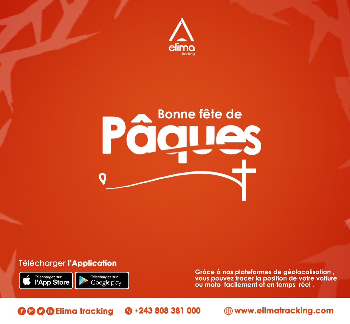 elimatracking's tweet image. Bonne fête de Pâques
Grâce à nos plateformes, vous pouvez localiser en temps réel votre voiture ou moto.
#Elima #tracking #kinshasa #traçage #car #voiture #moto #engins #véhicule #startup 
elimatracking.com