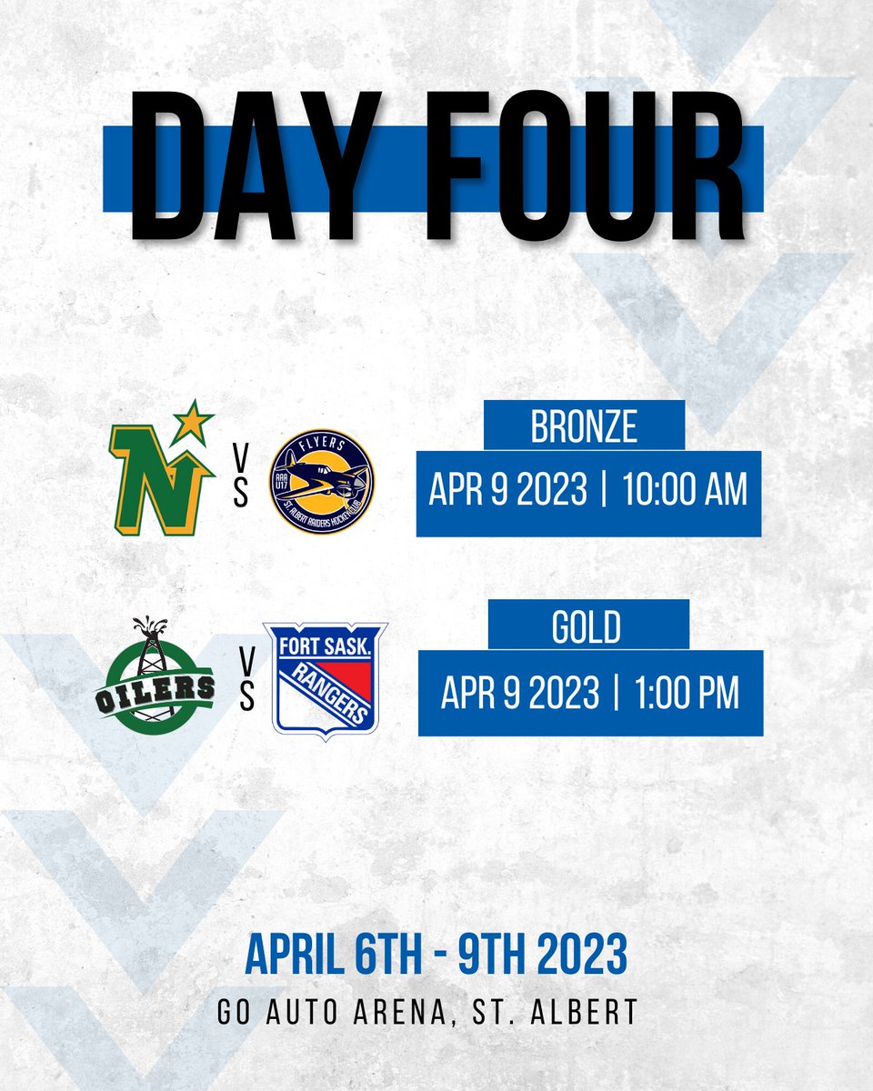U17AAA Hockey Provincials (@u17_aaa) on Twitter photo 🌟We are in for an action packed last day of <a href="/HockeyAlberta/">Hockey Alberta</a> #U17AAA Provincials!
BRONZE GAME @ 10:00 AM <a href="/NS_U17AAA/">U17 AAA Northstars</a> vs <a href="/FlyersRaiders/">St Albert Flyers U17 AAA</a>
GOLD GAME @ 1:00 PM <a href="/Oilers_AAA/">Oilers_AAA</a> vs <a href="/RAC_U17AAA/">Fort Saskatchewan U17AAA Rangers</a>
Watch Live <a href="/MyHockeyTV/">HockeyTV</a>
#HAProvincials brought to you by <a href="/atbfinancial/">atbfinancial</a> 🌟We are in for an action packed last day of <a href="/HockeyAlberta/">Hockey Alberta</a> #U17AAA Provincials!
BRONZE GAME @ 10:00 AM <a href="/NS_U17AAA/">U17 AAA Northstars</a> vs <a href="/FlyersRaiders/">St Albert Flyers U17 AAA</a>
GOLD GAME @ 1:00 PM <a href="/Oilers_AAA/">Oilers_AAA</a> vs <a href="/RAC_U17AAA/">Fort Saskatchewan U17AAA Rangers</a>
Watch Live <a href="/MyHockeyTV/">HockeyTV</a>
#HAProvincials brought to you by <a href="/atbfinancial/">atbfinancial</a>