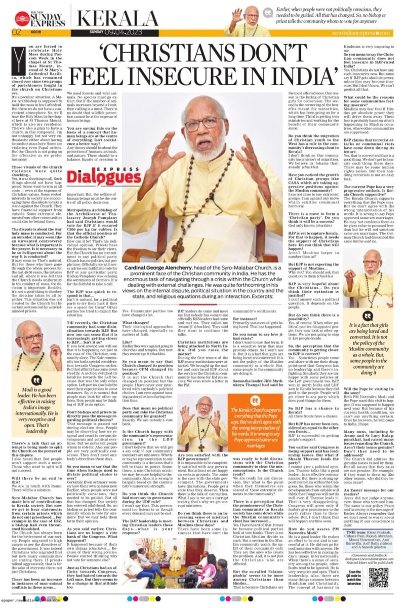 xpresskeralam's tweet photo. 'Hinduism is very inspiring to me' - Cardinal George Alencherry in this week's #ExpressDialogues
Watch the video here: https://t.co/5l5zQ8P4Rz
@PrabhuChawla @santwana99 @MSKiranPrakash @PaulCithara @kcbckerala @BJP4Keralam @surendranbjp @pinarayivijayan #Alencherry #Kerala https://t.co/Fa1xfqFUmz