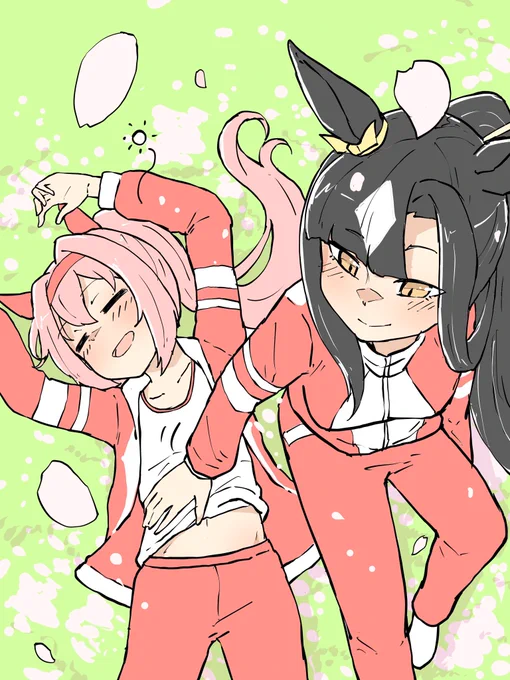 リクエストありがとうございました!桜を見ながらお昼寝のウララとアキツテイオー 