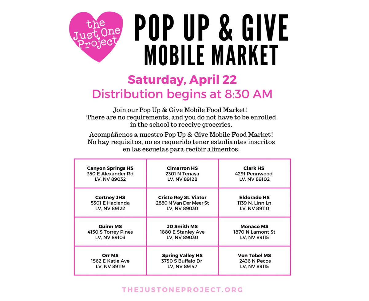 thejust1project's tweet photo. Join us Saturday, April 22nd for our Pop Up &amp; Give Mobile Market!!

All are welcome to be served and may drive through or walk up—don’t forget to bring a cart, water, and sun protection! 

Distribution begins at 8:30 am, we recommend arriving 15-30 min before our start time. https://t.co/mFX0ckGUoj