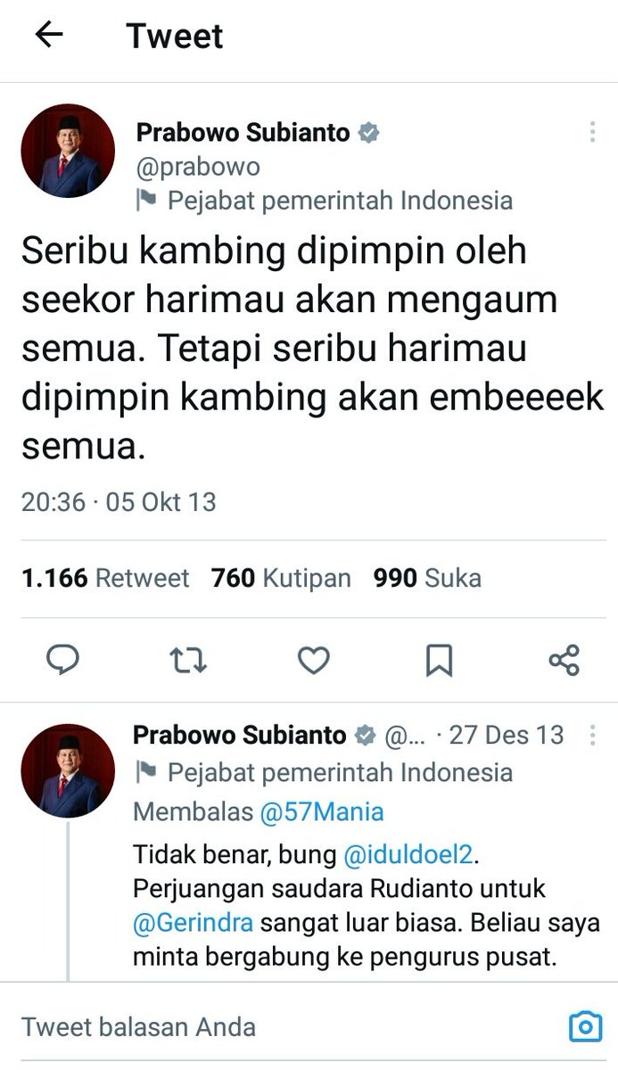 Obay_Kusut1981's tweet photo. Berarti Pak Prabowo dipimpin kambing ya...
😂😂😂😂😂😂😂😂 https://t.co/wOZzgUZ9xd