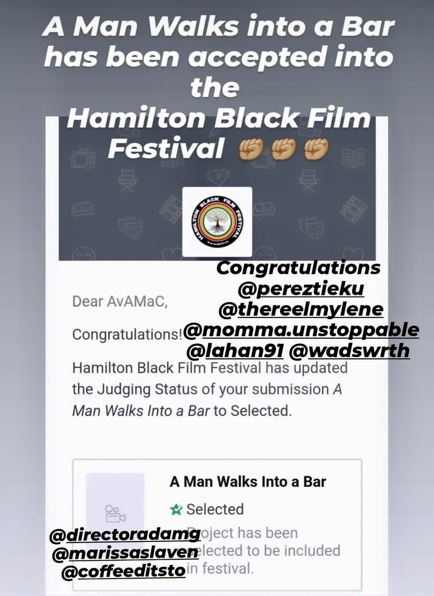 So thrilled that our short film has been selected for this festival #HamOnt <a href="/simplyfilmfund/">The Film Fund</a>